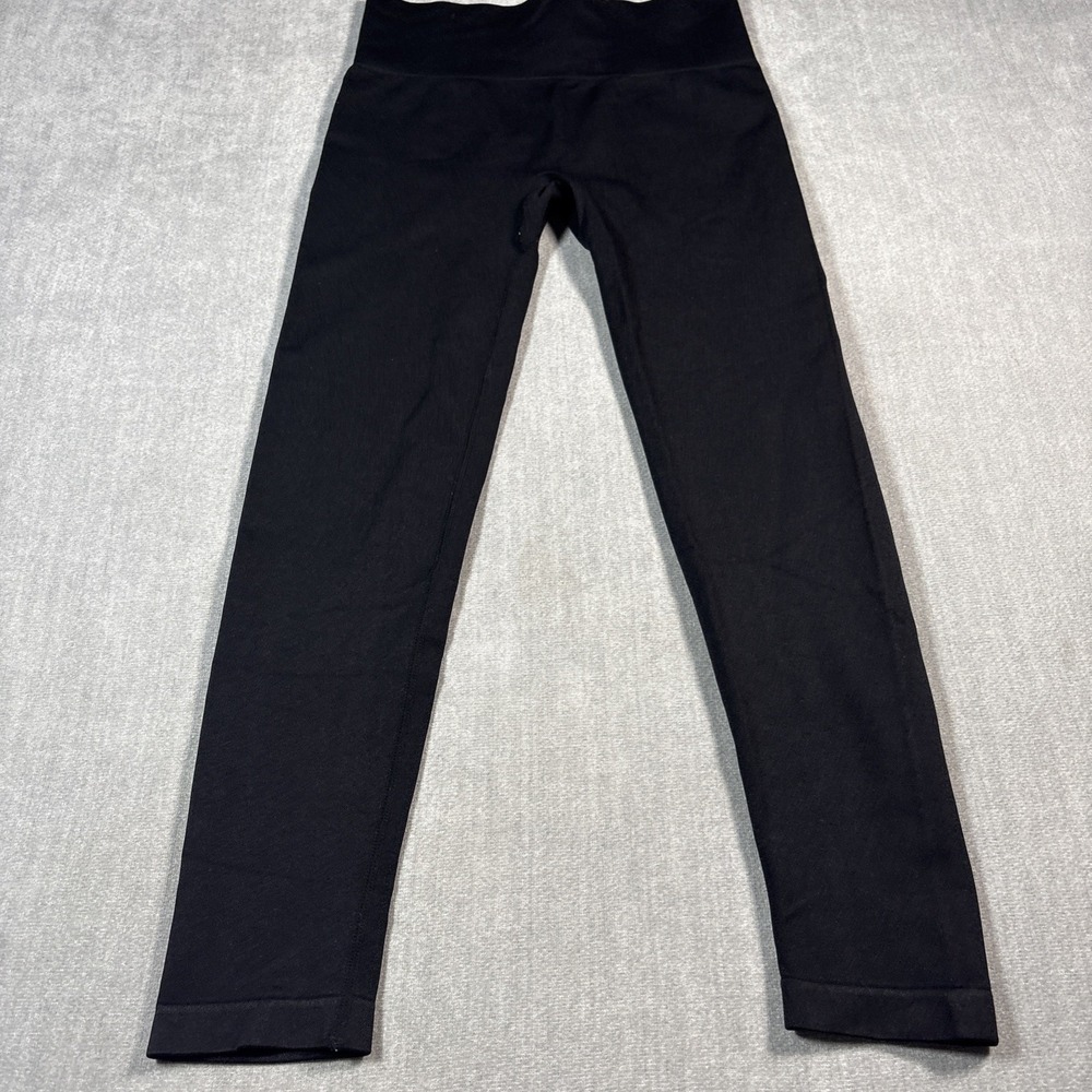 Girls Black Athletic Compression Leggings Size M Ankle Length Nylon Spandex